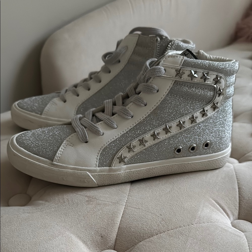 Silver Studded High-Top Sneakers